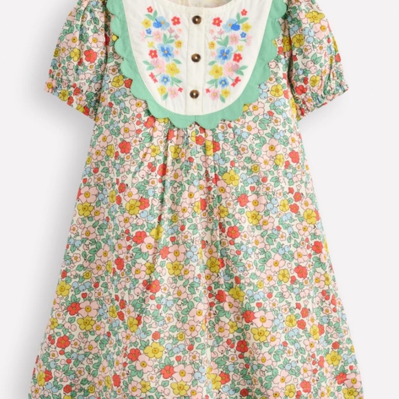 Mini Boden Other - Mini Boden - Vanilla White Apple Blossom Embroidered Yoke Dress, Size 7-8